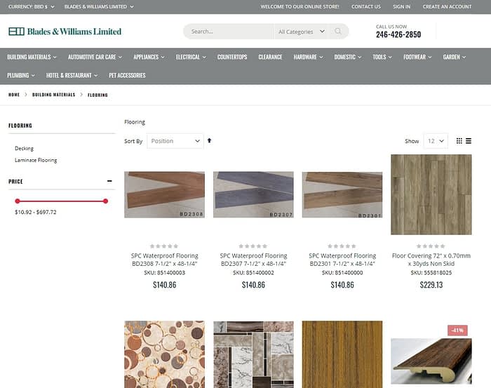 Blades and williams limited category for ecommerce website 1